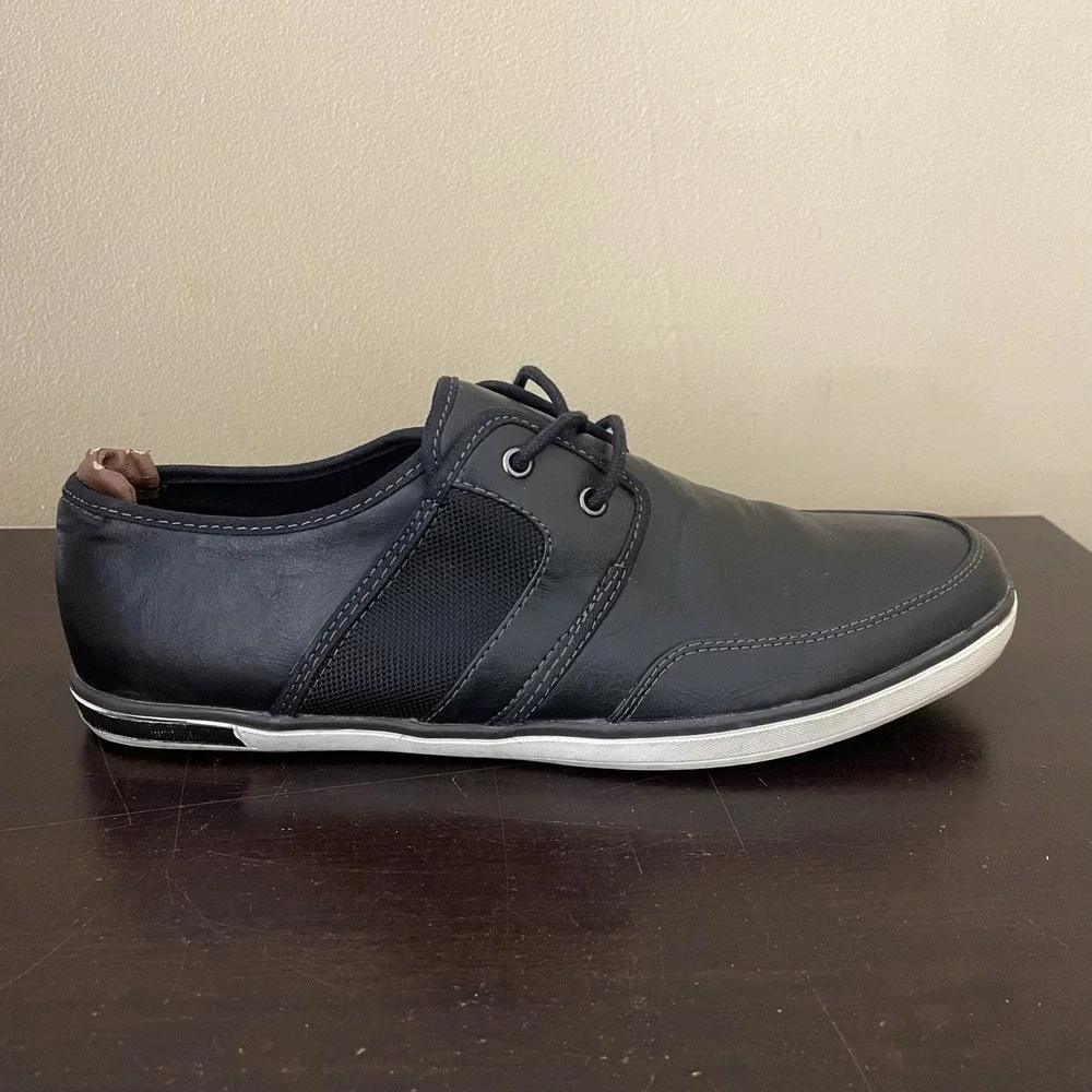 Call It‎ Spring Mens Black Faux Leather Mesh Casual Sneakers Low Top Shoes